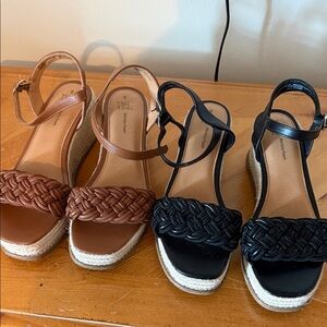 Time and Tru Women's Espadrille Sandals - Black and Tan